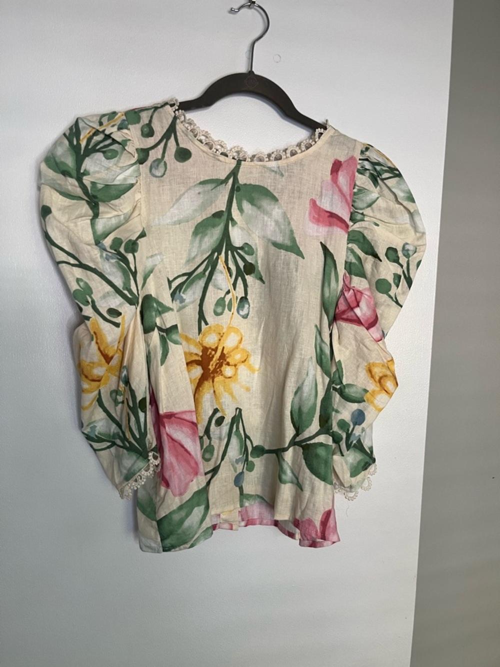 NWT Rachel Roy floral puff 3/4 sleeve blouse